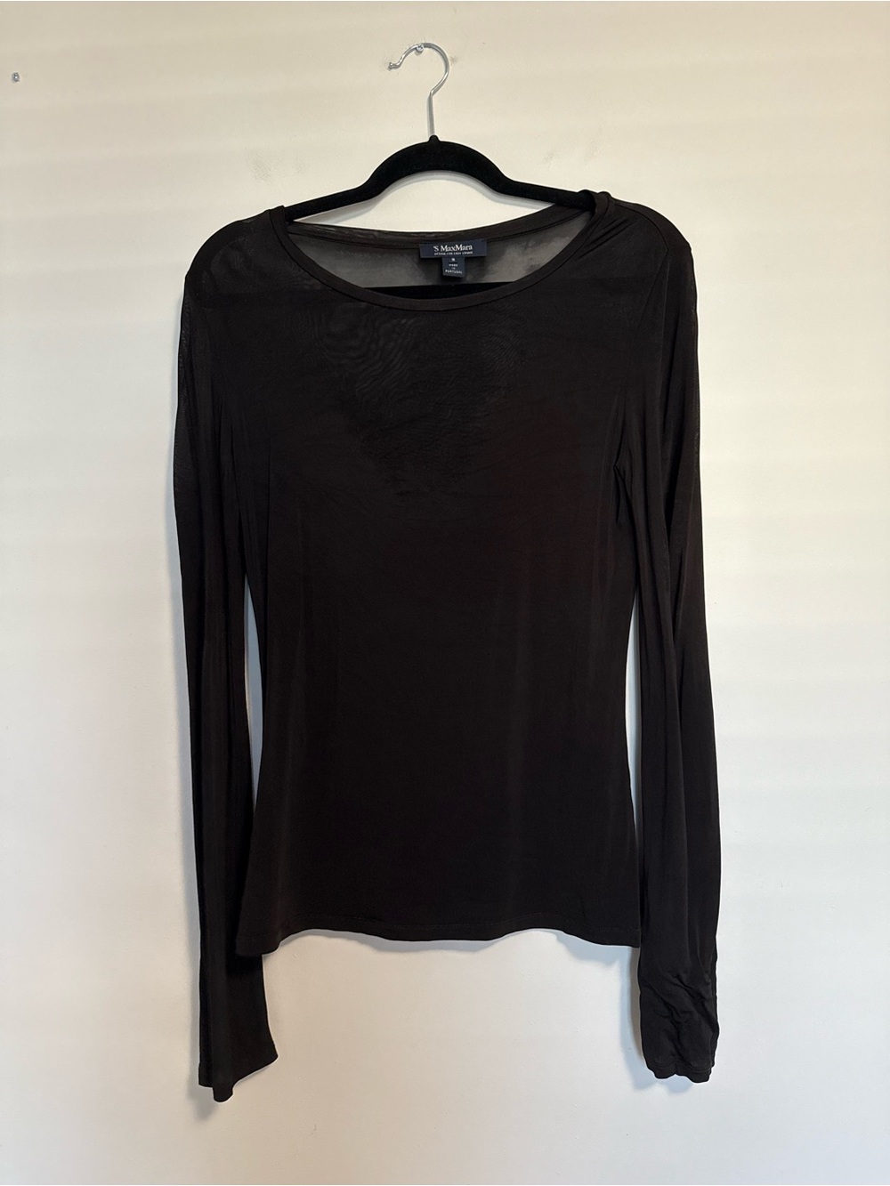 Vintage ‘S Max Mara Sheer Black Long Sleeve Top Small Y2K